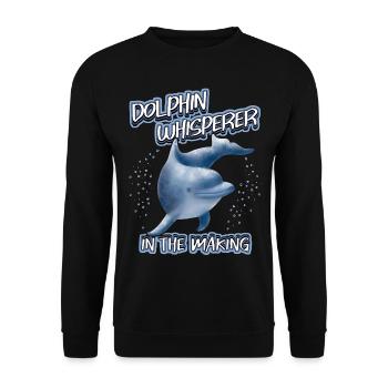 Funny Dolphin Saying, Dolphin Whisperer - Unisex Sweatshirt - black - Front - Alina (178cm) & Michal (187cm)