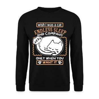 Katze schläft, lustiger Cartoon Katzen Spruch - Unisex Pullover - Schwarz - Vorne - Alina (178cm) & Michal (187cm)