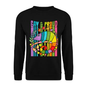 Dicton caméléon arc-en-ciel lgbtq+, gay et fier - Sweat-shirt Unisexe - noir - Devant - Alina (178cm) & Michal (187cm)