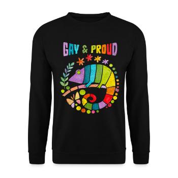 Caméléon Dicton, arc-en-ciel gay et fier LGBTQ - Sweat-shirt Unisexe - noir - Devant - Alina (178cm) & Michal (187cm)