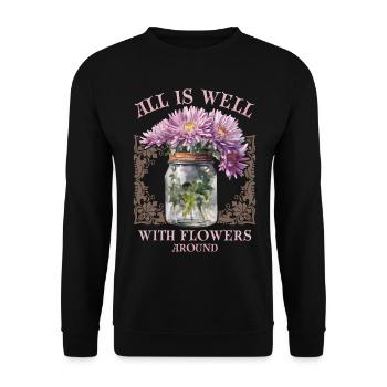 Dicton de fleur avec des Asters, Illustration de fleur - Sweat-shirt Unisexe - noir - Devant - Alina (178cm) & Michal (187cm)