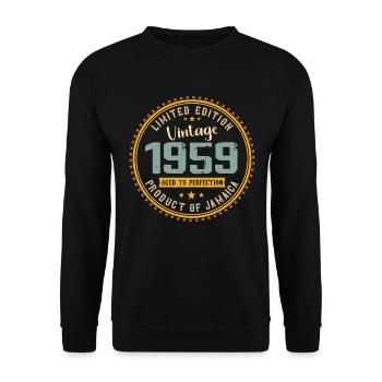 Jahrgang 1959 1959 Geburtstagsgeschenk - Unisex Pullover - Schwarz - Vorne - Alina (178cm) & Michal (187cm)