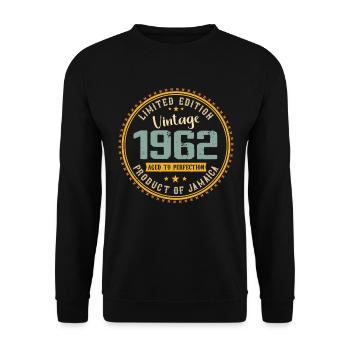 Jahrgang 1962 Geburtstagsgeschenk 1962 - Unisex Pullover - Schwarz - Vorne - Alina (178cm) & Michal (187cm)