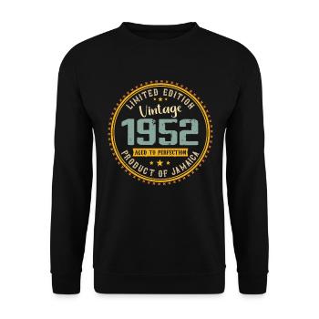 Jahrgang 1952 Geburtstagsgeschenk 1952 - Unisex Pullover - Schwarz - Vorne - Alina (178cm) & Michal (187cm)