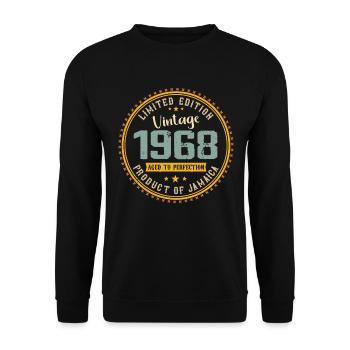 Jahrgang 1968 1968 Geburtstagsgeschenk - Unisex Pullover - Schwarz - Vorne - Alina (178cm) & Michal (187cm)
