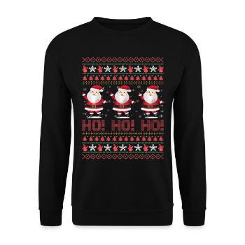 Ugly xmas Ho Ho Ho - Unisex Pullover - Schwarz - Vorne - Alina (178cm) & Michal (187cm)