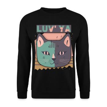 Cat Head, Valentine's Day Cat, Declaration of Love - Unisex Sweatshirt - black - Front - Alina (178cm) & Michal (187cm)