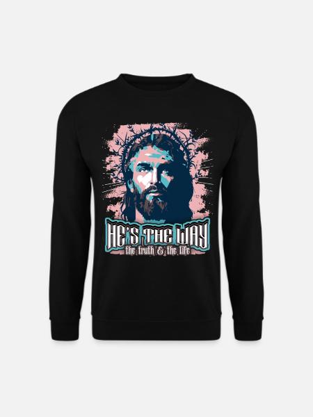 Jesus Christus mit Dornenkrone christlicher Spruch - Unisex Pullover - Schwarz