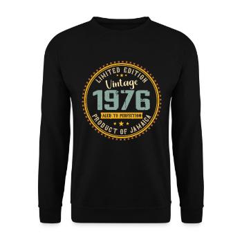 Vintage 1976 Cadeau D’anniversaire 1976 - Sweat-shirt Unisexe - noir - Devant - Alina (178cm) & Michal (187cm)