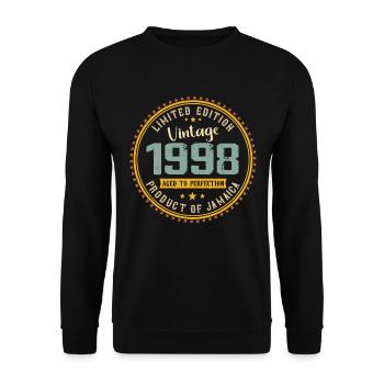 Jahrgang 1998 1998 Geburtstagsgeschenk - Unisex Pullover - Schwarz - Vorne - Alina (178cm) & Michal (187cm)