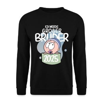 Großer Bruder 2025 - Unisex Pullover - Schwarz - Vorne - Alina (178cm) & Michal (187cm)