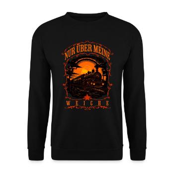 Eisenbahner Triebfahrzeugführer Modelleisenbahn - Unisex Pullover - Schwarz - Vorne - Alina (178cm) & Michal (187cm)