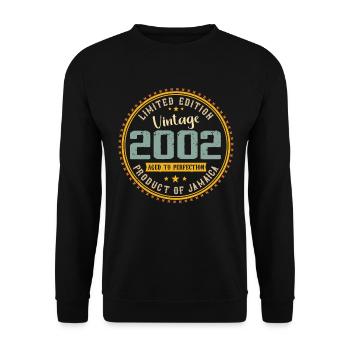Jahrgang 2002 Geburtstagsgeschenk 2002 - Unisex Pullover - Schwarz - Vorne - Alina (178cm) & Michal (187cm)