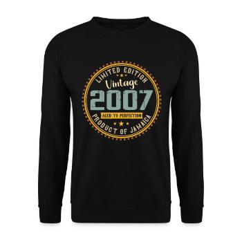 Jahrgang 2007 Geburtstagsgeschenk 2007 - Unisex Pullover - Schwarz - Vorne - Alina (178cm) & Michal (187cm)