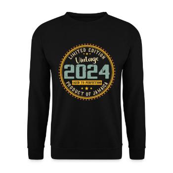 Jahrgang 2024 Geburtstagsgeschenk 2024 - Unisex Pullover - Schwarz - Vorne - Alina (178cm) & Michal (187cm)