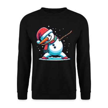 Dabbing Weihnachts Schneemann Dab Weihnachten - Unisex Pullover - Schwarz - Vorne - Alina (178cm) & Michal (187cm)