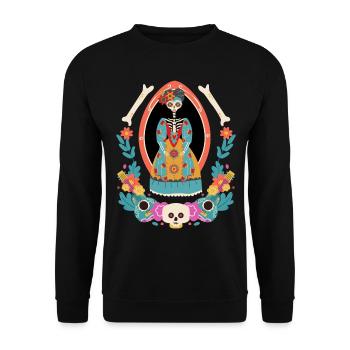 La Catrina Mexico, Dia-de-los-Muertos, guitars - Unisex Sweatshirt - black - Front - Alina (178cm) & Michal (187cm)