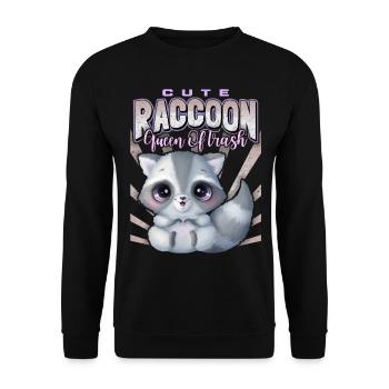 Kawaii Waschbär, lustiger Raccoon-Racoon Spruch - Unisex Pullover - Schwarz - Vorne - Alina (178cm) & Michal (187cm)