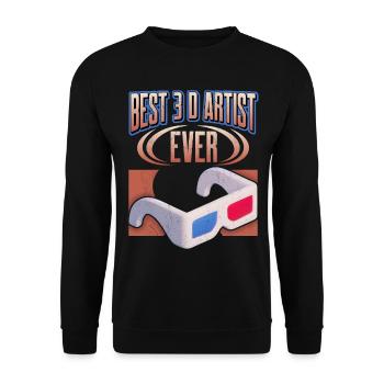 Artiste 3D, dicton drôle avec des lunettes 3D - Sweat-shirt Unisexe - noir - Devant - Alina (178cm) & Michal (187cm)