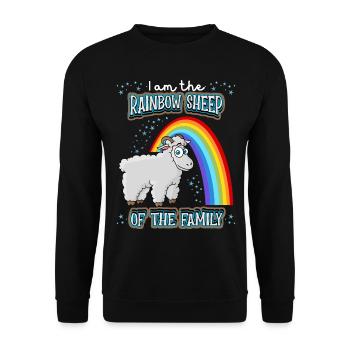 Funny LGBTQ saying with sheep and rainbow - Unisex Sweatshirt - black - Front - Alina (178cm) & Michal (187cm)