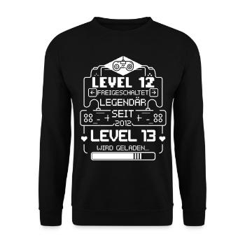 Level 12 Freigeschaltet Level 13 wird geladen - Unisex Pullover - Schwarz - Vorne - Alina (178cm) & Michal (187cm)