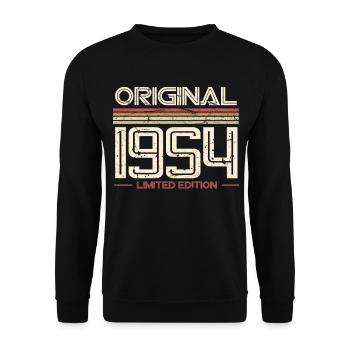 1954 Year of birth 70th birthday - Unisex Sweatshirt - black - Front - Alina (178cm) & Michal (187cm)