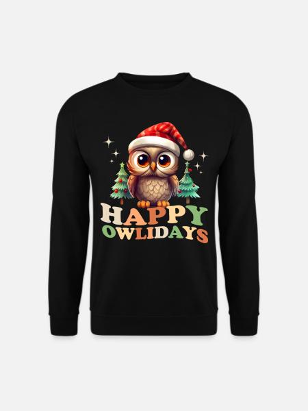 Happy Owlidays Owl Christmas - Unisex Sweatshirt - black