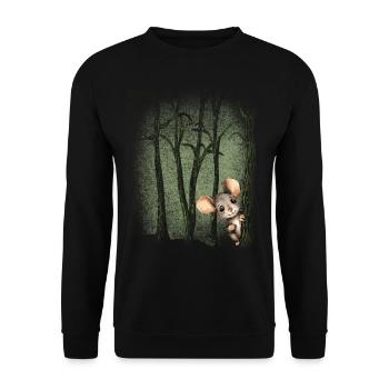 Tier im Wald kleine MausUmweltschutz - Unisex Pullover - Schwarz - Vorne - Alina (178cm) & Michal (187cm)