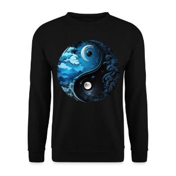 Yin Yang Mond - Unisex Pullover - Schwarz - Vorne - Alina (178cm) & Michal (187cm)