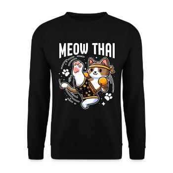 Meow Thai Cat - Unisex Sweatshirt - black - Front - Alina (178cm) & Michal (187cm)