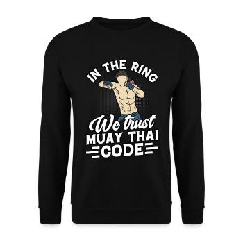 Sur le Ring, nous faisons confiance au Muay Thai Code - Sweat-shirt Unisexe - noir - Devant - Alina (178cm) & Michal (187cm)