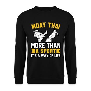 Le Muay Thai plus qu’un sport, c’est un art de vivre - Sweat-shirt Unisexe - noir - Devant - Alina (178cm) & Michal (187cm)