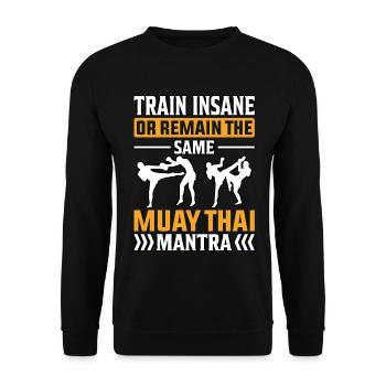 Train insane or remain the same Muay thai mantra - Unisex Sweatshirt - black - Front - Alina (178cm) & Michal (187cm)