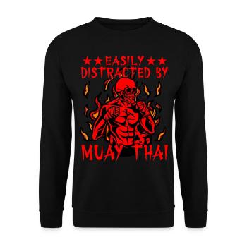 Facilement distrait par le Muay Thai - Sweat-shirt Unisexe - noir - Devant - Alina (178cm) & Michal (187cm)