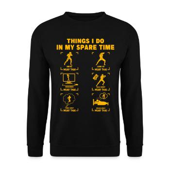 Ce que je fais pendant mon temps libre Muay Thai - Sweat-shirt Unisexe - noir - Devant - Alina (178cm) & Michal (187cm)