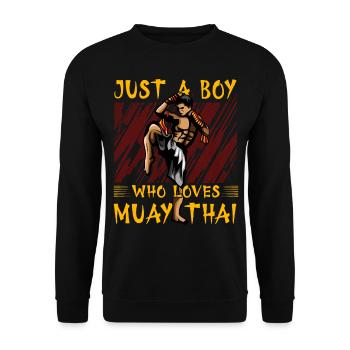 Just a Boy, der Muay Thai liebt - Unisex Pullover - Schwarz - Vorne - Alina (178cm) & Michal (187cm)