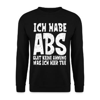 Lustiger Spruch fürs Gym ABSolut keine Ahnung - Unisex Pullover - Schwarz - Vorne - Alina (178cm) & Michal (187cm)
