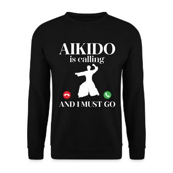 Aikido ruft und ich muss gehen - Unisex Pullover - Schwarz - Vorne - Alina (178cm) & Michal (187cm)