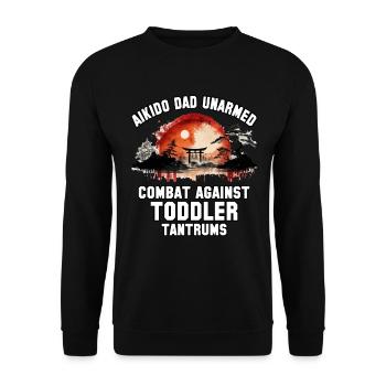 Aikido Papa unbewaffneter Kampf gegen Wutanfälle bei Kleinkindern - Unisex Pullover - Schwarz - Vorne - Alina (178cm) & Michal (187cm)
