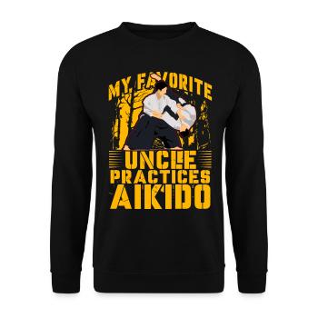 Mein Lieblingsonkel trainiert Aikido - Unisex Pullover - Schwarz - Vorne - Alina (178cm) & Michal (187cm)