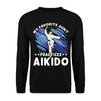 Meine Lieblingstante trainiert Aikido - Unisex Pullover - Schwarz - Vorne - Alina (178cm) & Michal (187cm)