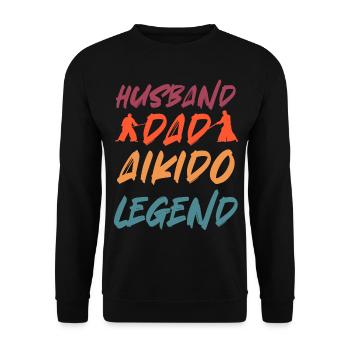Ehemann Papa Aikido Legende - Unisex Pullover - Schwarz - Vorne - Alina (178cm) & Michal (187cm)