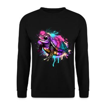 Turtle Graffiti Colorful - Unisex Sweatshirt - black - Front - Alina (178cm) & Michal (187cm)