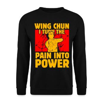 Wing Chun : Je transforme la douleur en Puissance - Sweat-shirt Unisexe - noir - Devant - Alina (178cm) & Michal (187cm)