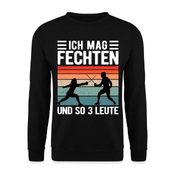 Fechten Lustiger Fechter Spruch Geschenkidee - Unisex Pullover - Schwarz - Vorne - Alina (178cm) & Michal (187cm)