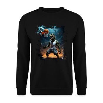 Basket-ball T Rex Dinosaure Graffiti Splash - Sweat-shirt Unisexe - noir - Devant - Alina (178cm) & Michal (187cm)