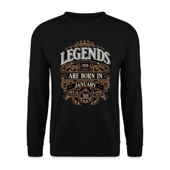 2020 Janvier Né Anniversaire Naissance Année Légende - Sweat-shirt Unisexe - noir - Devant - Alina (178cm) & Michal (187cm)