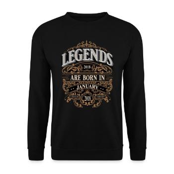 2018 Janvier Né Anniversaire Naissance Année Légende - Sweat-shirt Unisexe - noir - Devant - Alina (178cm) & Michal (187cm)