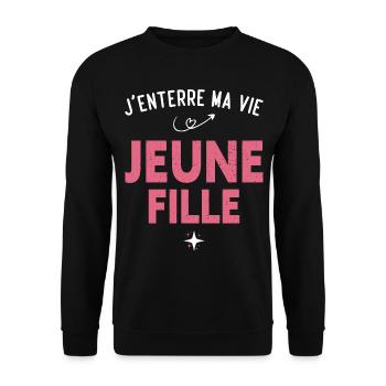 Ma Vie de Jeune Fille Cadeau EVJF Humour Drôle - Sweat-shirt Unisexe - noir - Devant - Alina (178cm) & Michal (187cm)