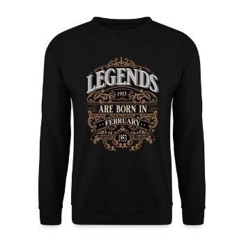 1953 Février Naissance Anniversaire Année de naissance - Sweat-shirt Unisexe - noir - Devant - Alina (178cm) & Michal (187cm)